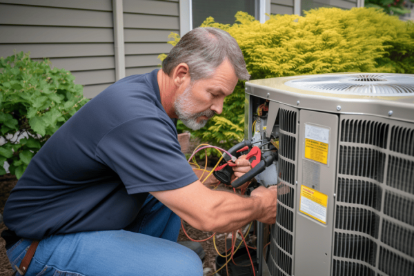 air-conditioner-repair-man-fixing-the-condensor-unit air-conditioner-repair-man-fixing-the-condensor-unit